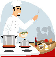drawing of a chef in a kitchen